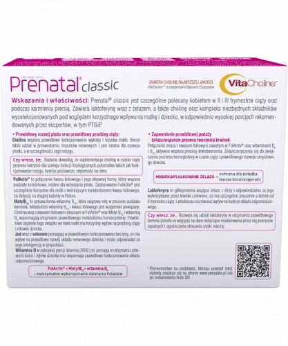 Prenatal Classic Laktoferyna dla Kobiet w Ciąży 90 Tabletek Best Before 31.03.26