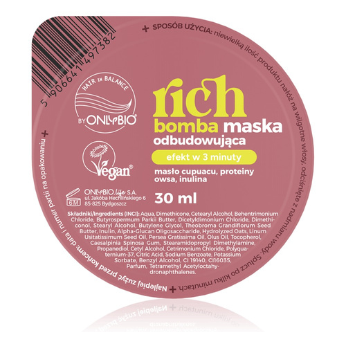 OnlyBio Hair in Balance Rich Bomba Maska Odbudowująca 30ml