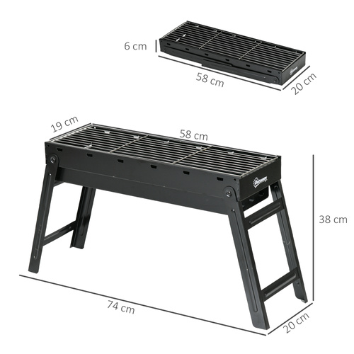 Outsunny Foldable Charcoal Grill - Black