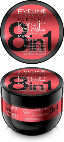 Eveline Keratin Color and Repair Ochrona Maska do Włosów Farbowanych 8w1 500ml
