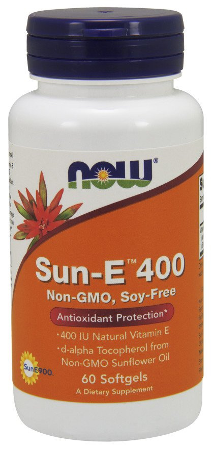 NOW Foods Sun-E Vitamin E 400 IU from Sunflower Oil 60 Softgels