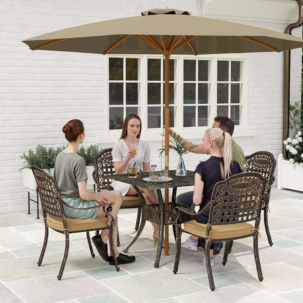Outsunny Five-Piece Cast Aluminium Garden Dining Set - Bronze Tone