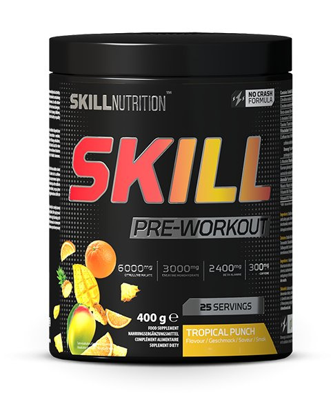 Skill Nutrition Skill Pre-Workout Tropical Punch Pre-Workout Powder for Energy and Performance 400g