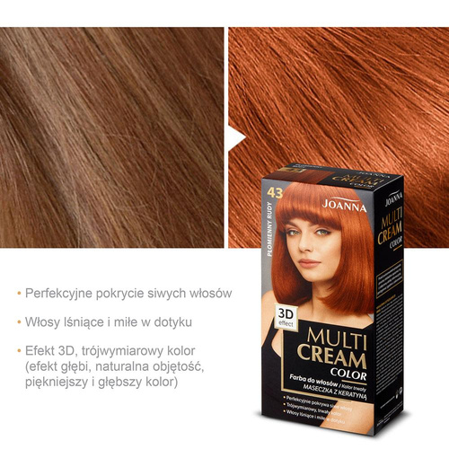 Joanna Multi Cream Color 3D Effect Farba Nr 43 Płomienny Rudy 1 Sztuka