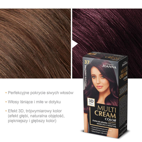 Joanna Multi Cream Color 3D Effect Farba do Włosów Nr 37 Soczysta Oberżyna 1 Sztuka