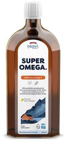 Osavi Super Omega 2900mg Omega 3 w Płynie o Smaku Cytrynowym na Wsparcie Serca i Mózgu 500ml