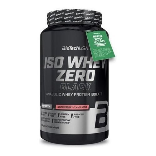 BioTechUSA Iso Whey Zero Black Strawberry Flavoured Whey Protein Isolate with Creatine For Muscle Growth and Recovery 908g