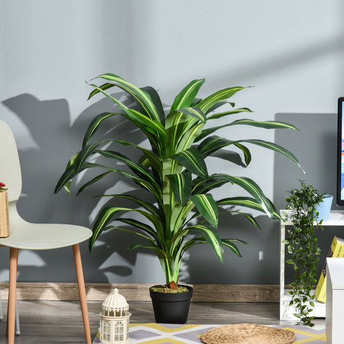 Outsunny Artificial Plant in Pot, Fake Plant for Home Indoor Decor, 110cm, Green