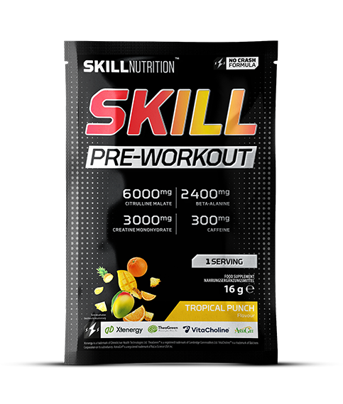Skill Nutrition Skill Pre-Workout Supplement for Energy and Focus Tropical Punch 16g