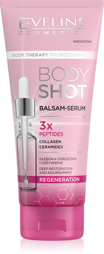 Eveline Body Therapy Professional Body Shot Regenerating Balm-Serum 3x Peptides Collagen Ceramides for Dry Skin Lacking Elasticity 200ml