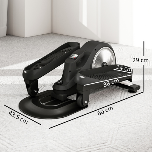 SPORTNOW Under Desk Elliptical Machine with LCD Monitor, 8 Adjustable Magnetic Resistances for 2-in-1 Seat & Stand Up Exercise