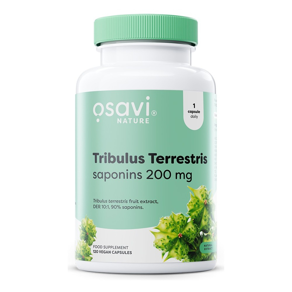 Osavi Tribulus Terrestris (Buzdyganek Naziemny), Saponiny 200mg na Witalność i Wsparcie Libido 120 Kapsułek Wegańskich
