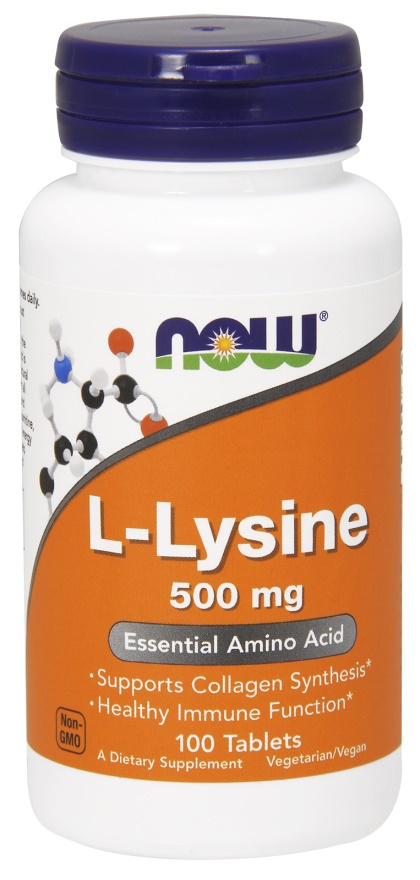NOW Foods L-Lysine 500 mg Skin Immunity and Regeneration Support 100 Tablets
