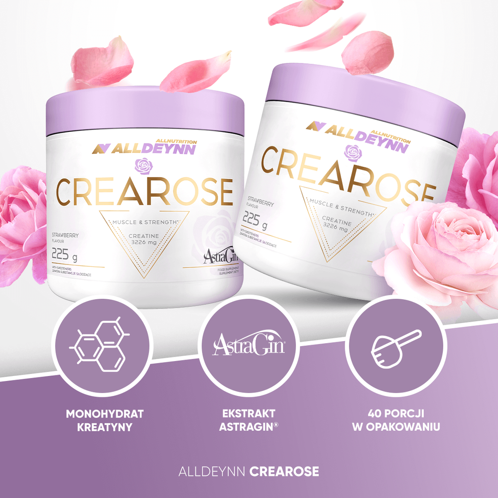 AllDeynn Crearose Monohydrat Kreatyny Wydolność Treningowa Truskawka 225g