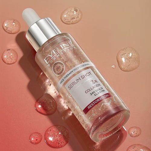 Eveline Face Therapy Professional Serum Shot Rebuilding Serum 3x Collagen 24k Gold Elastin for Day and Night 30ml