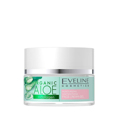 Eveline Organic Aloe + Collagen Lekki Wegański Krem Żel Nawilżający i Łagodzący 50ml