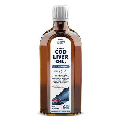 Osavi Norwegian Cod Liver Oil 1000mg Omega 3 Orange Flavour 250ml