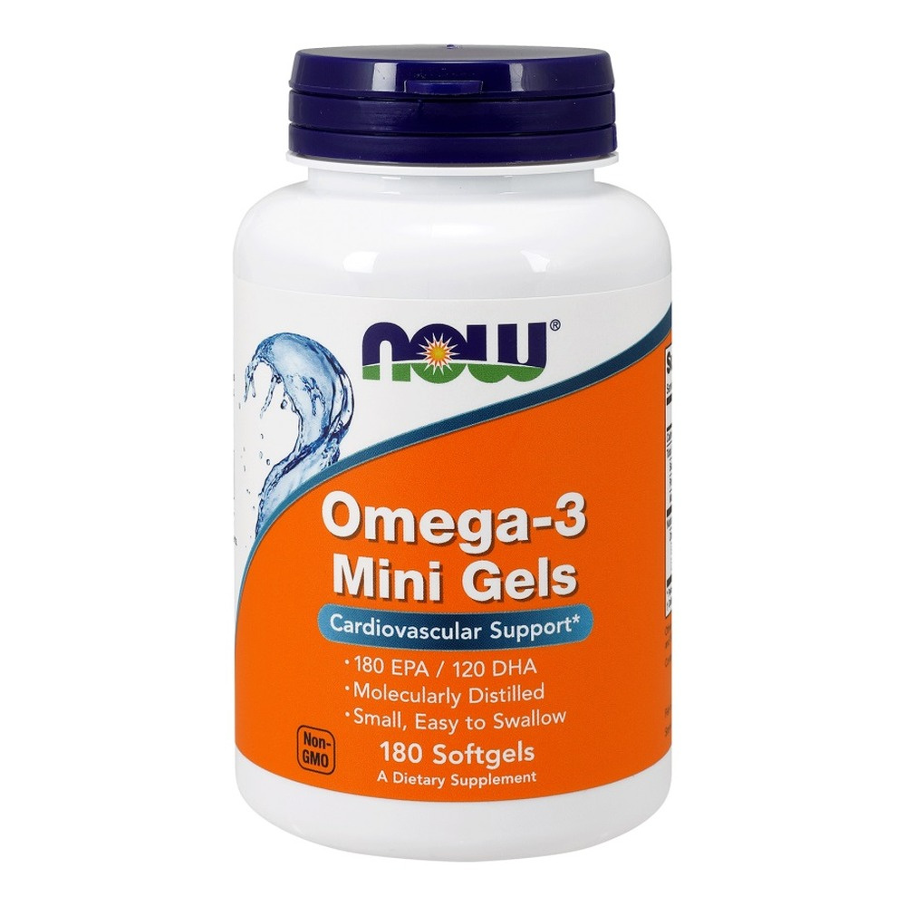 NOW Foods Omega-3 Mini Gels Fish Oil for Heart and Brain Health 180 Softgels