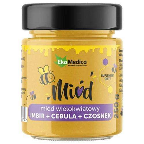 EkaMedica Multiflower Honey with Ginger Onion and Garlic for Immunity and Respiratory Health 250g