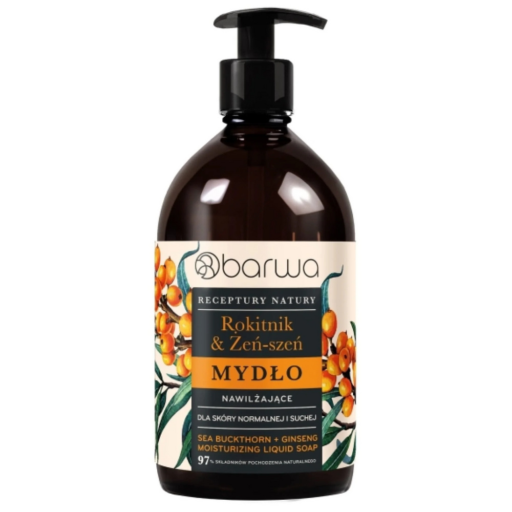 Barwa Receptury Natury Moisturizing Liquid Soap Sea Buckthorn Ginseng for Normal and Dry Skin 480ml