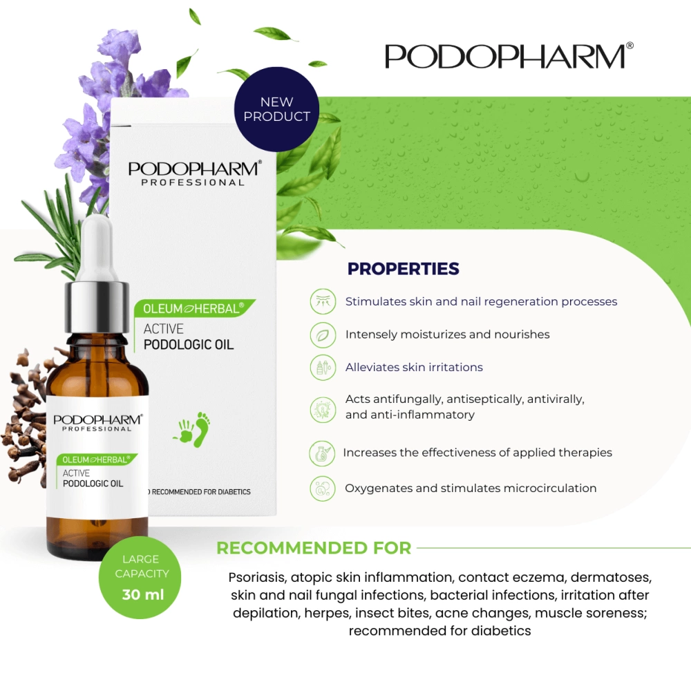 Podopharm Oleum Herbal Aktywny Olejek Podologiczny do Paznokci Dłoni i Stóp 30ml
