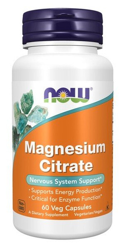 NOW Foods Cytrynian Magnezu 400mg Na Produkcję Energii i Funkcje Enzymów 60 Kapsułek