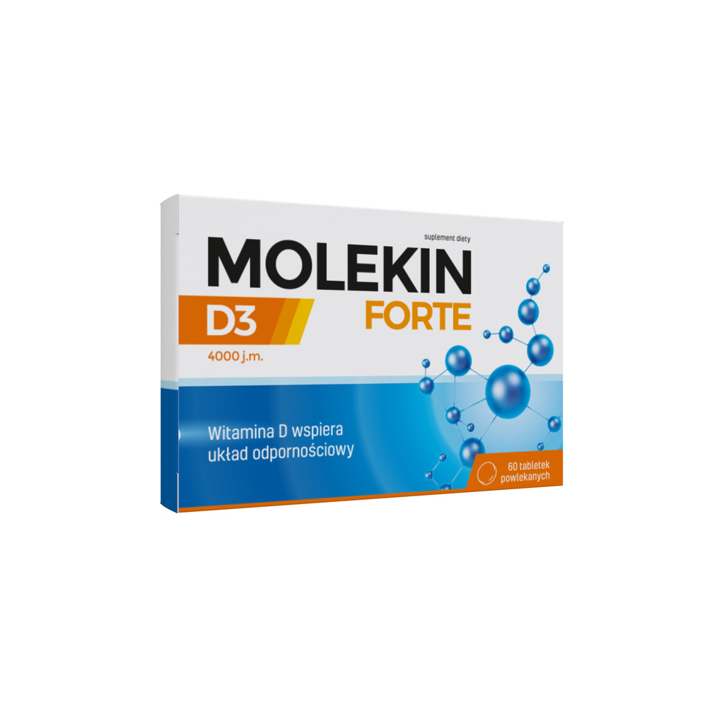 Molekin D3 Forte 4000 j.m. dla Utrzymania Prawidłowego Poziomu Wapnia we Krwi 60 Tabletek