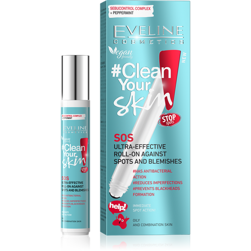 Eveline Clean Your Skin Pure Control SOS Effective Roll On against Imperfections for Problematic Skin 15ml