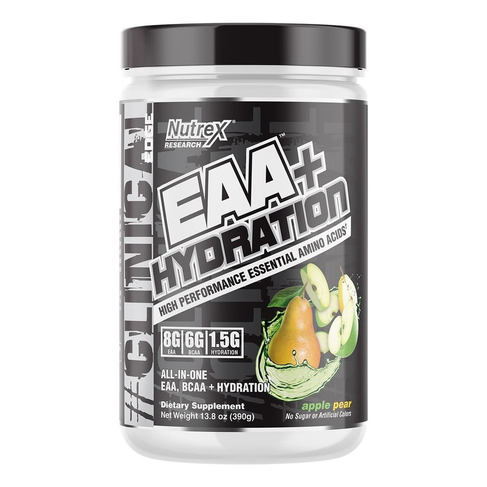 Nutrex EAA + Hydration EAA and BCAA Powder with Electrolytes for Muscle Recovery and Hydration Apple Pear 390g