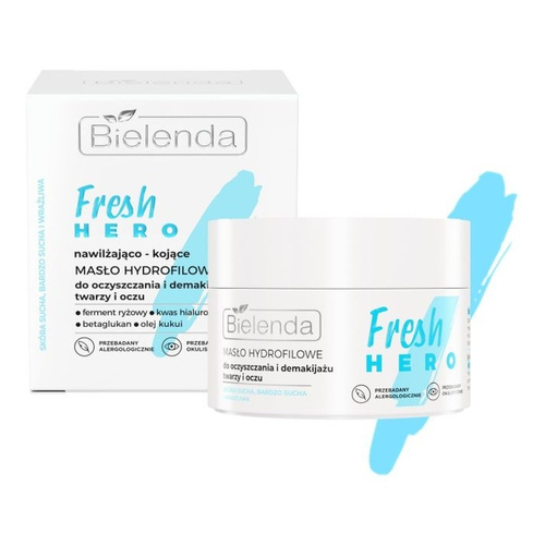 Bielenda Fresh Hero Moisturizing and Soothing Hydrophilic Butter for Cleansing and Make-up Removal of Face and Eyes for Dry and Very Dry Skin 40g