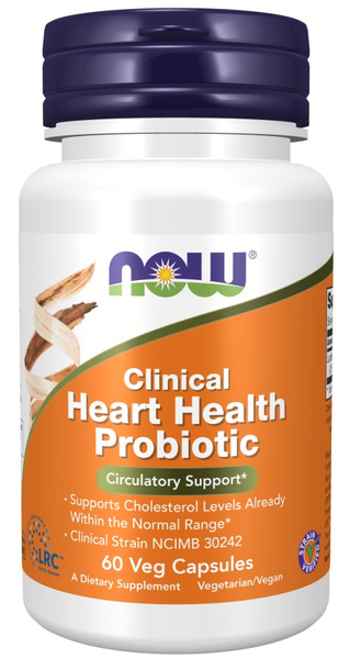 NOW Foods Kliniczny Probiotyk na Zdrowie Serca Na Wsparcie Poziomu Cholesterolu 60 Kapsułek