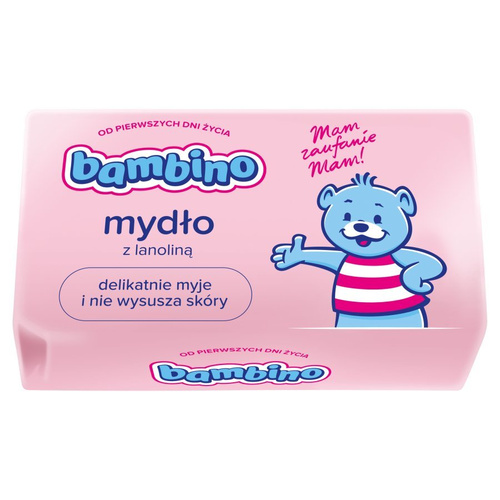 Bambino Mydło Pielęgnacyjne z Lanoliną w Kostce dla Dzieci i Niemowląt od Pierwszych Dni Życia 90g