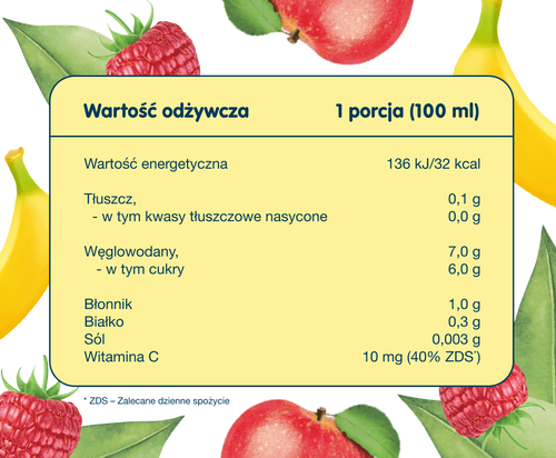 Bobo Frut Nektar Owocowy Jabłko Banan Malina dla Niemowląt po 6 Miesiącu Życia 300ml Best Before 30.09.26