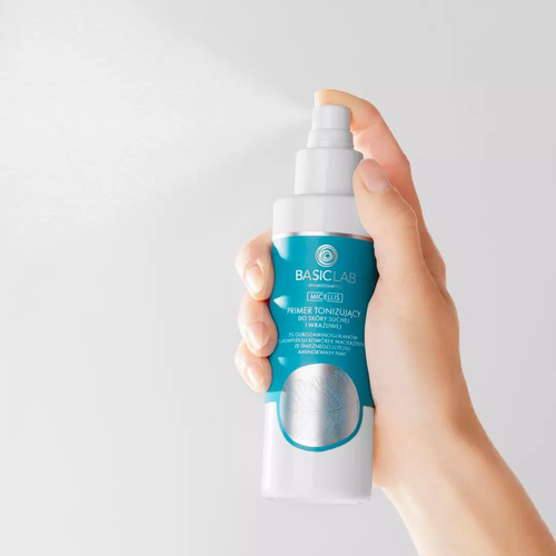 BasicLab Micellis Primer Tonizujący 3% Glikozaminoglikanów 2% Kompleksu Komórek Macierzystych ze Śnieżnego Lotosu Aminokwasy NMF dla Skóry Suchej i Wrażliwej 150ml Best Before 30.04.26