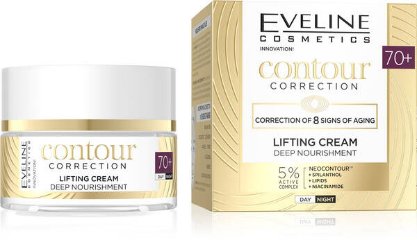 Eveline Contour Correction Lifting Cream Deeply Nourishing 70+ for Day and Night 50ml Best Before 25.07.26