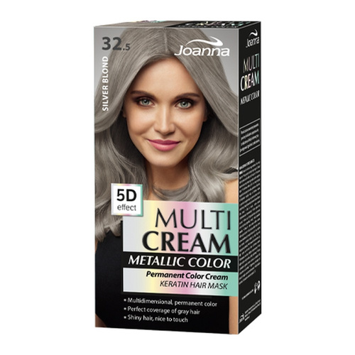 Joanna Multi Cream Color Hair Dye with 5D Effect with Long-Lasting Effect No. 32.5 Silver Blonde 1 Piece