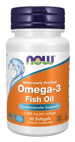 Now Foods Omega-3 Fish Oil Molecularly Distilled 30 Softgels