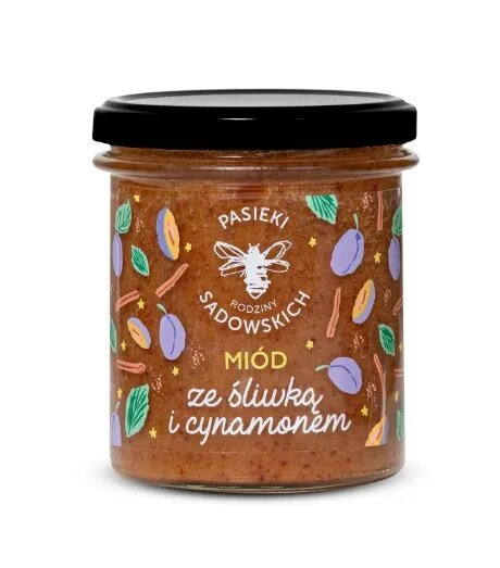 Pasieki Sadowskich Miód ze Śliwką i Cynamonem 430g