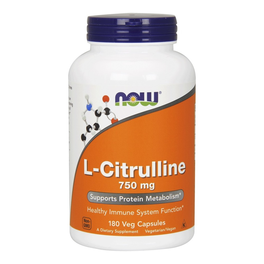 NOW Foods L-Citrulline 750mg Wsparcie Wydolności i Regeneracji Mięśni 180 Kapsułek
