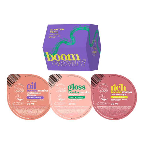 OnlyBio Hair In Balance Maski Bomba Nabłyszczająca + Odbudowująca + Wygładzająca 3 x 30ml