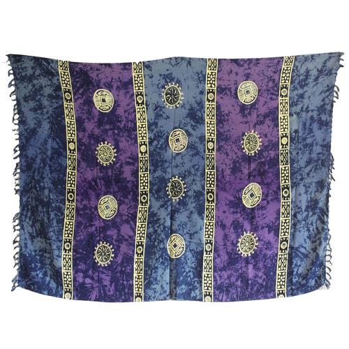 Bali Celtic Sarongs - Lucky Coins - Purple + Teal