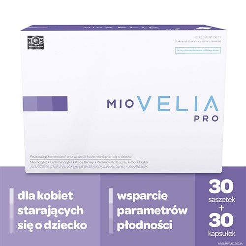 Miovelia Pro Zestaw Suplement Diety Wpierający Równowagę Hormonalną u Kobiet Starających się o Dziecko 30 Saszetek + 30 Kapsułek