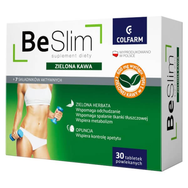 Colfarm Be Slim Zielona Kawa Wspomaga Spalanie Tkanki Tłuszczowej 30 Tabletek Best Before 28.02.06