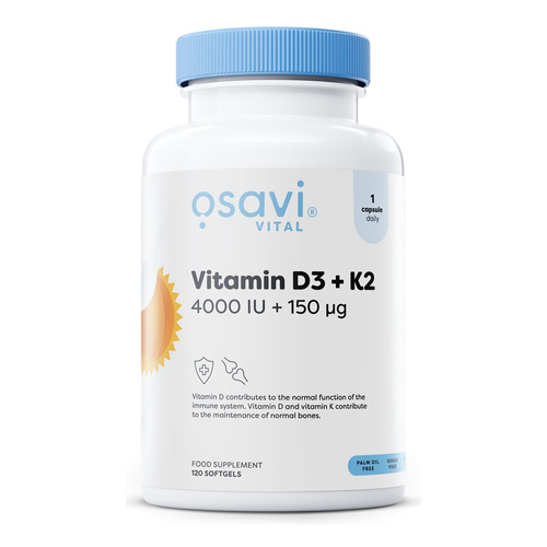 Osavi Vitamin D3 + K2 4000 IU + 150 mcg for Immunity and Bone Health 120 Softgels
