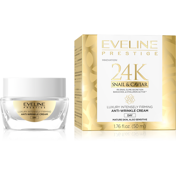 Eveline Prestige 24K Snail & Caviar Luksusowy Intensywnie Ujędrniający Krem Przeciwzmarszczkowy na Dzień 50ml