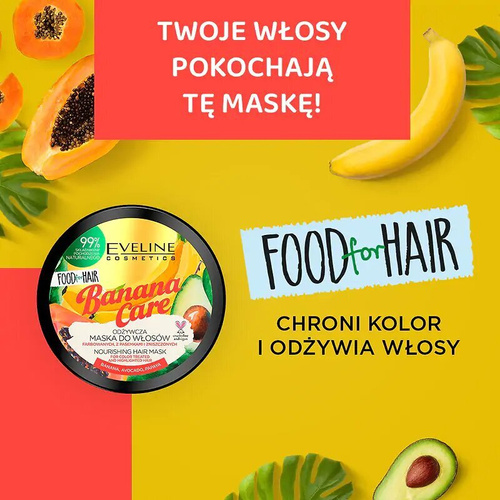 Eveline Food for Hair Banana Hair Mask Color Protection Moisturizes Hair 500ml