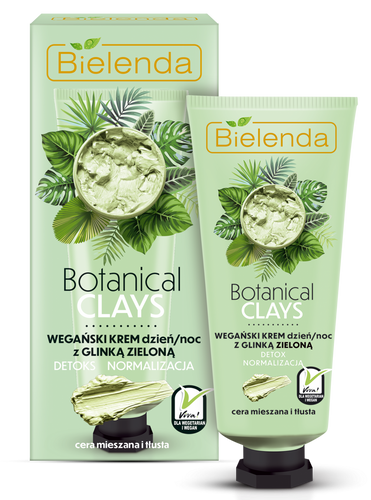 Bielenda Botanical Clays Vegan Wegański Krem z Glinką Zieloną na Dzień i na Noc 50ml