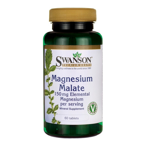 Swanson Magnesium Malate 150mg Elemental Magnesium Jabłczan Magnezu 60 Tabletek