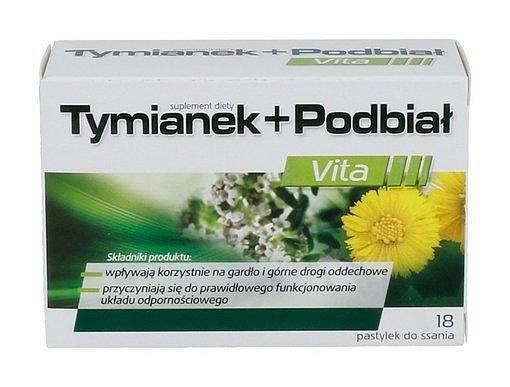 Aflofarm Tymianek i Podbiał Pastylki do Ssania Wpływają Korzystnie na Gardło 18 Sztuk