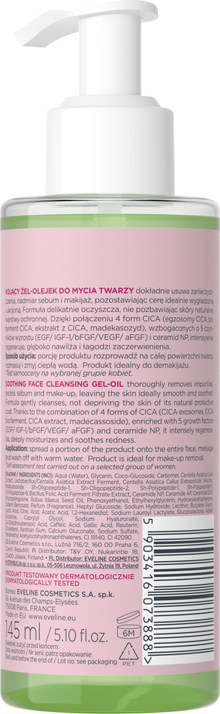 Eveline Cica Skin Kojący Żel-Olejek do Mycia Twarzy 145ml